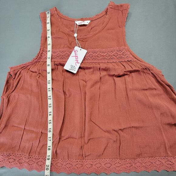 Supre Brown Cowhide Tank Preppy Australian Lace Open Tie Sides NEW $30 Womens 14 - Picture 8 of 9